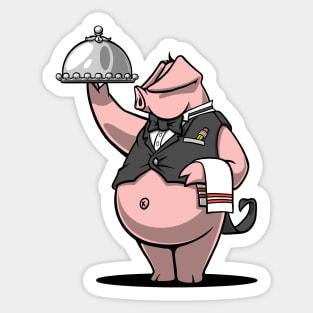 Pablo the Pig - Waiter - Big Appetite Illustration Sticker